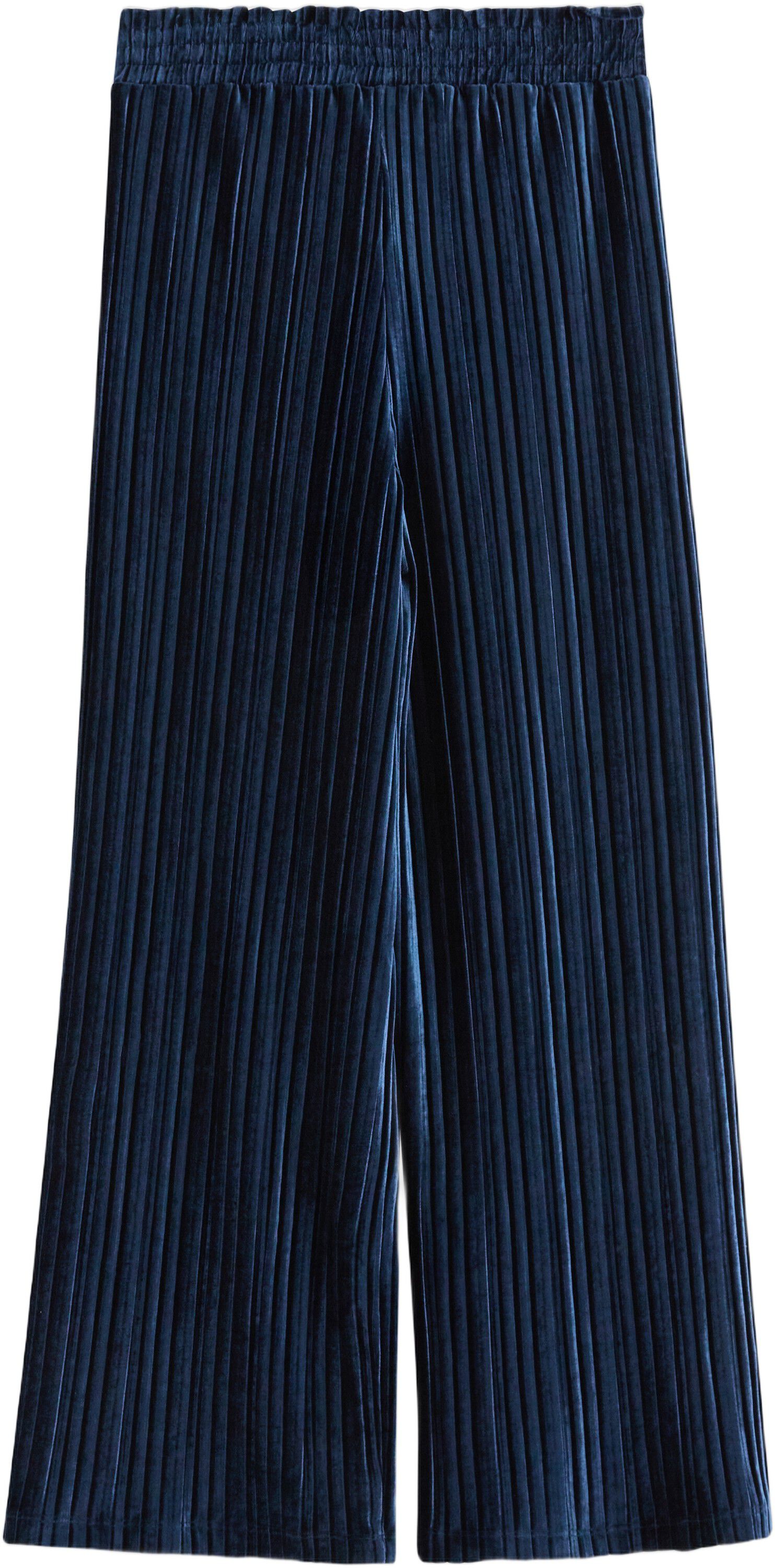 Trousers with wide legs in ribbed v