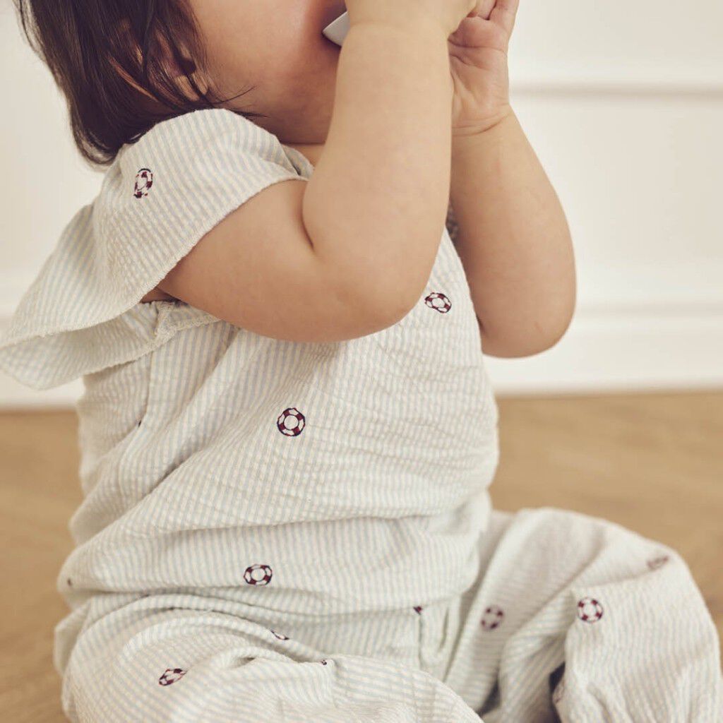 Seersucker stripe frill s/s T baby