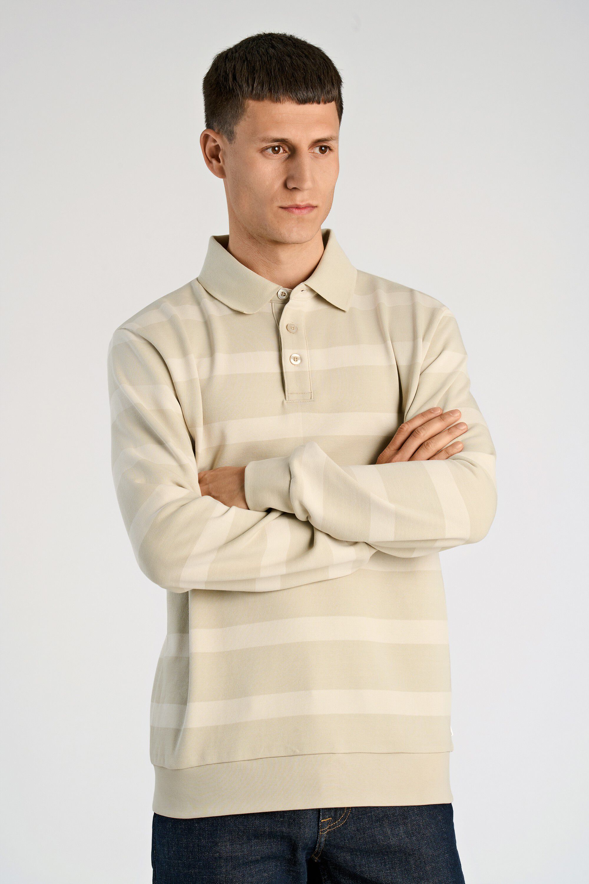 Striped polo sweatshirt L/S