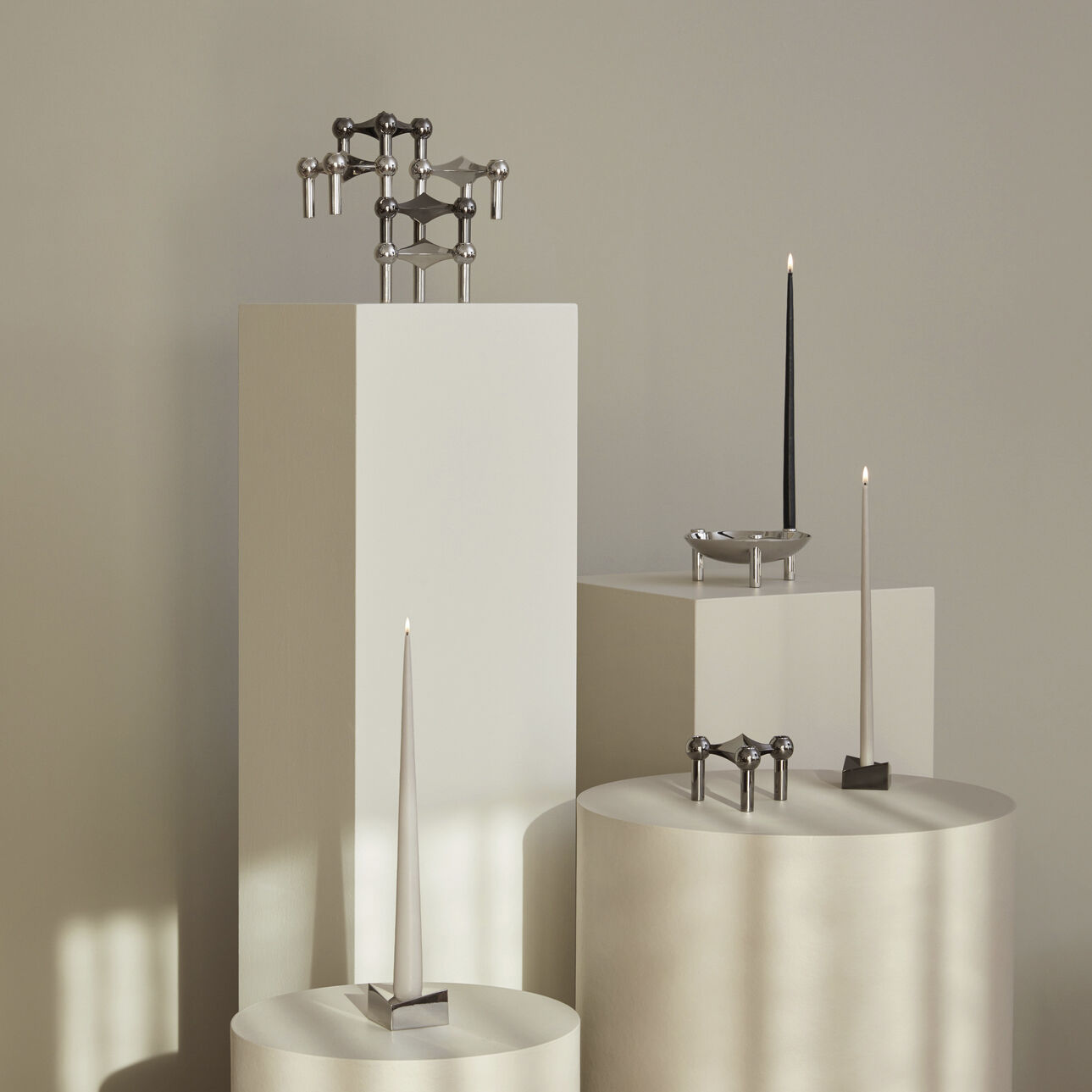 STOFF Nagel&reg; 3-pak lysestage sort krom