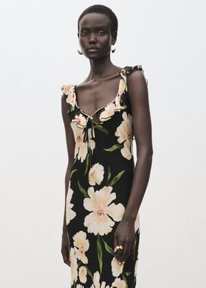 Floral-print dress with ruffle deta