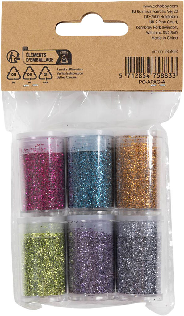 Bio-glimmer, ass. farver, 6x7ml.