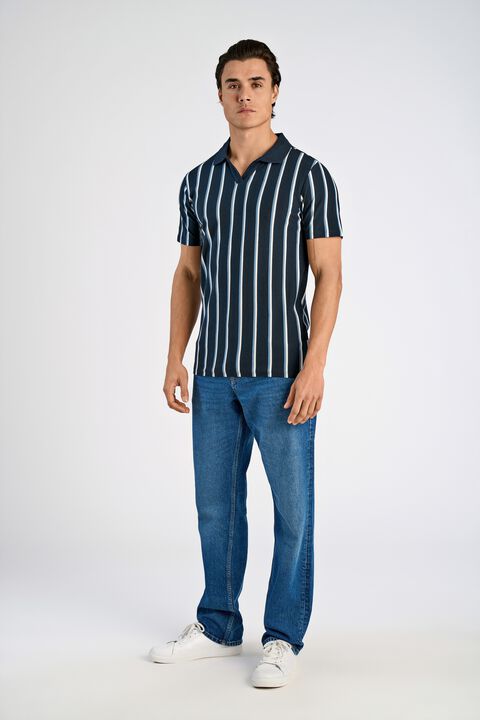 Striped piqué polo shirt S/S