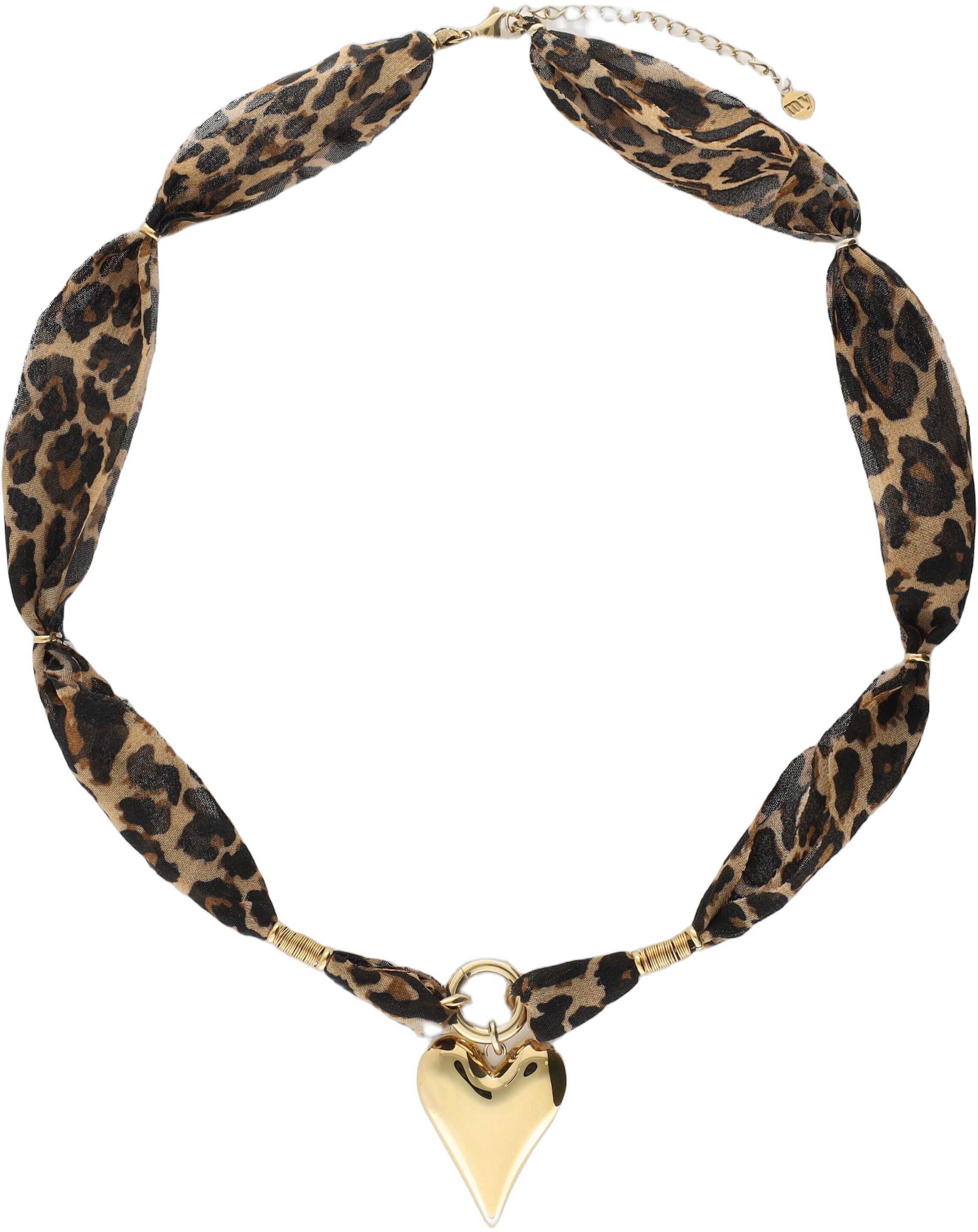 Necklace leopard cord heart