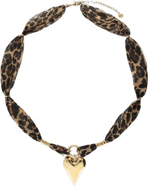Necklace leopard cord heart