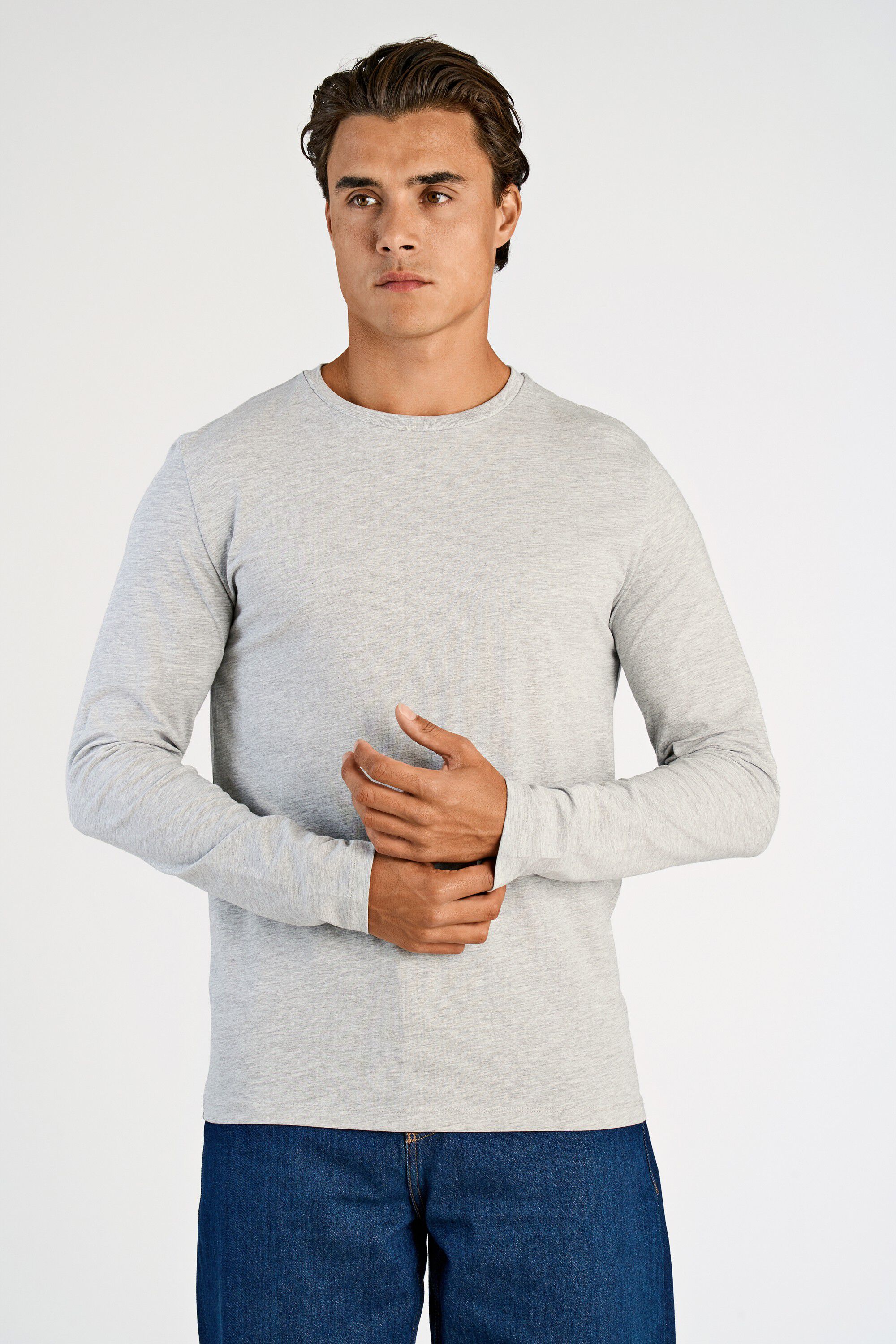 Basic o-neck stretch tee L/S