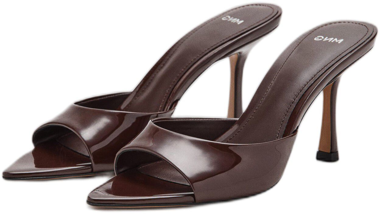 Patent leather high-heeled sandals
