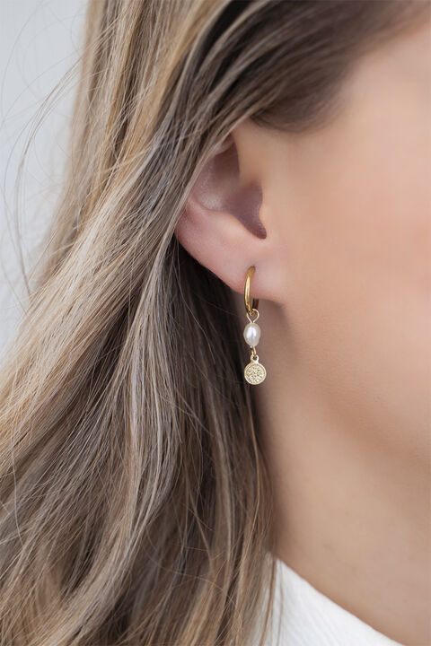 Earrings pearl and coin