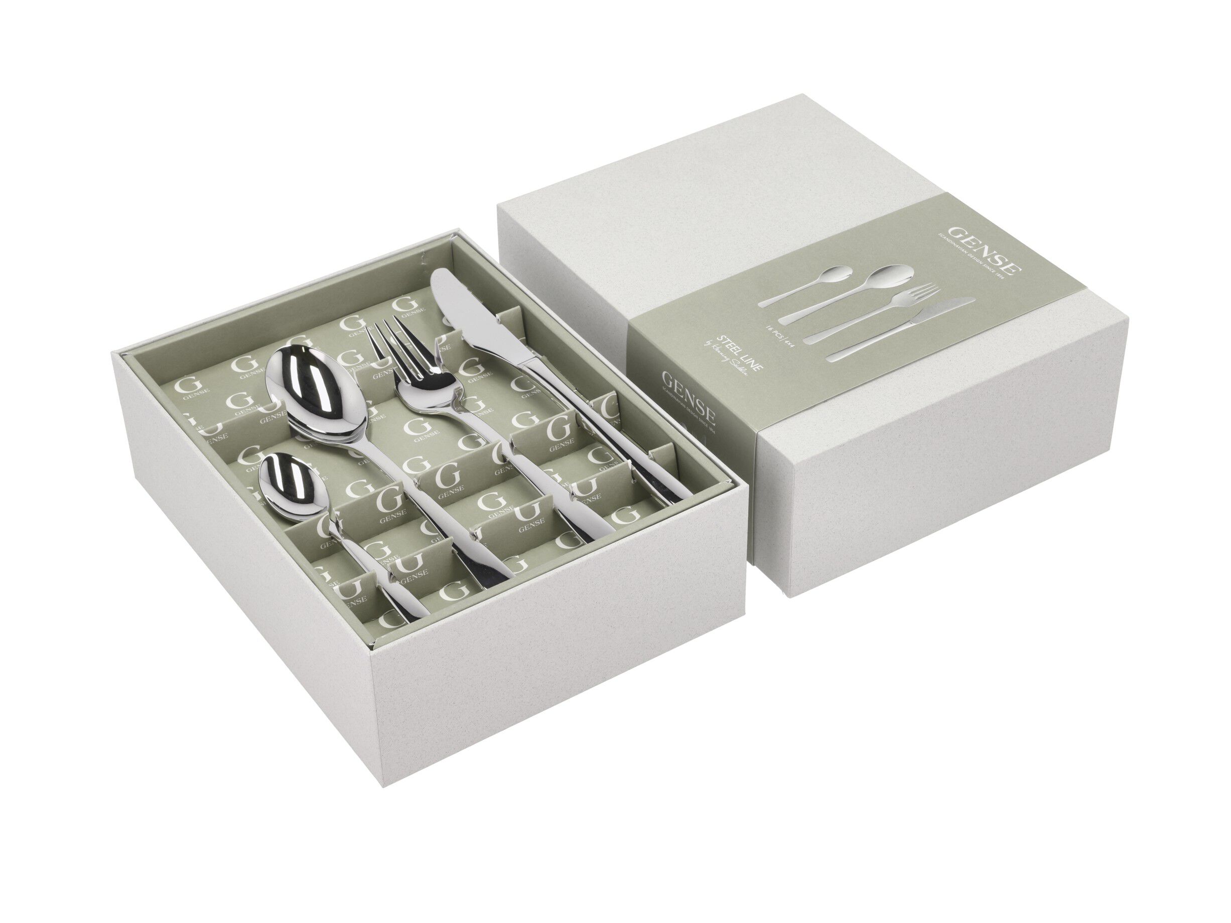 Bestickset Steel Line 16 delar Blankt st&aring;l