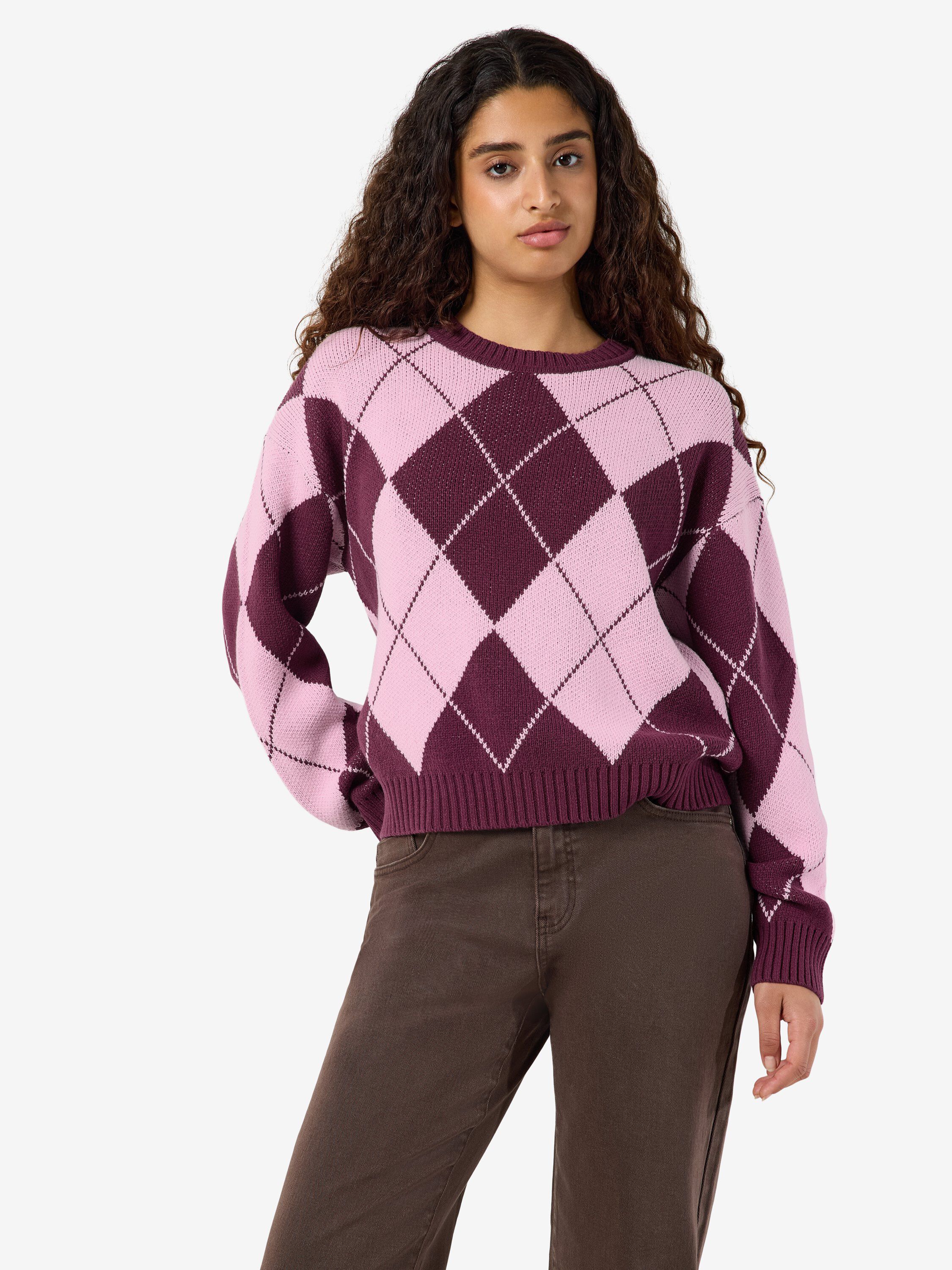Hotell n&auml;ra Nmacy L/S O-Neck Argyle Knit