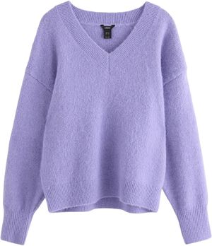 Strikket V-hals trøje med en afslap
