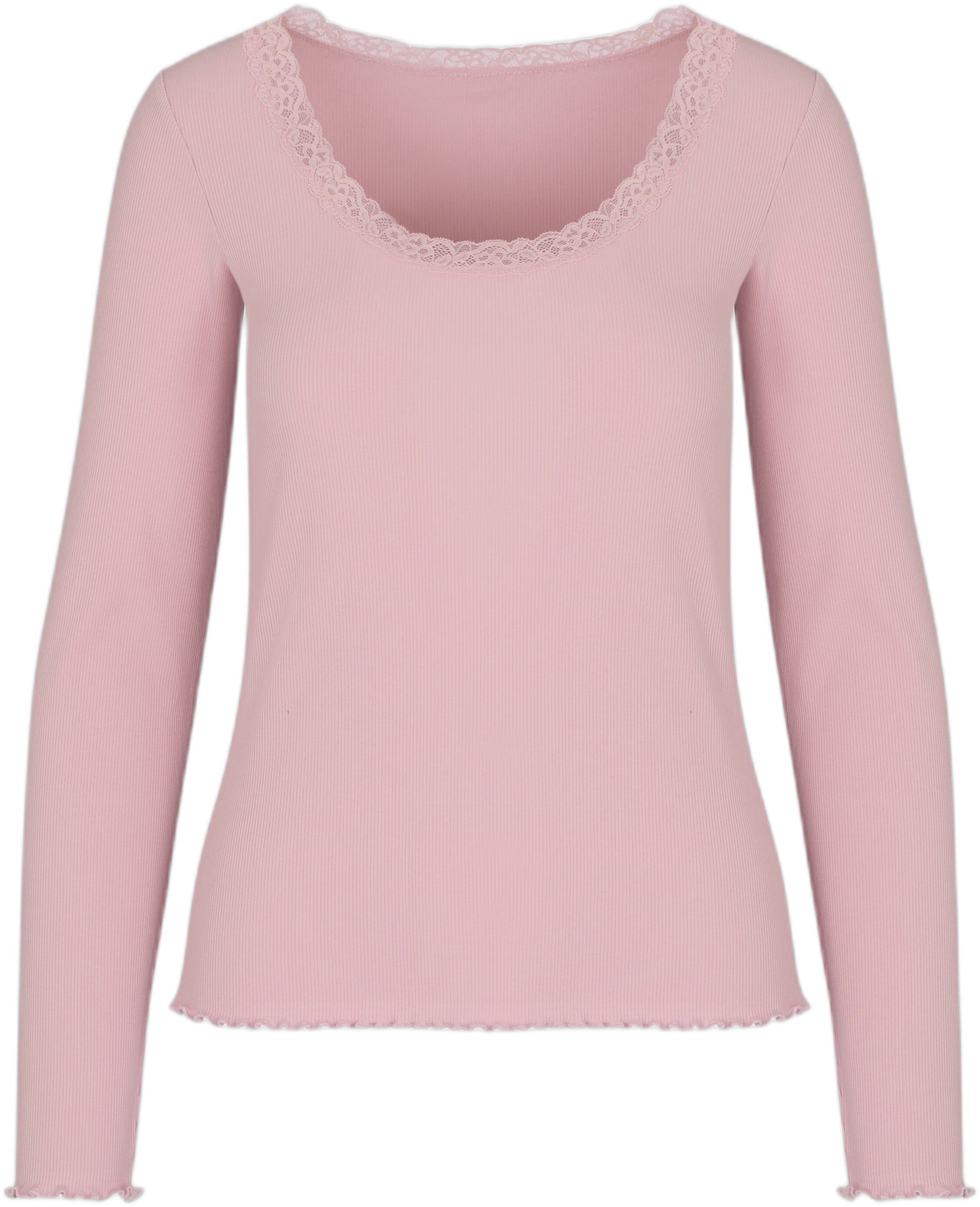 TOP LS JERSEY RIB LACE