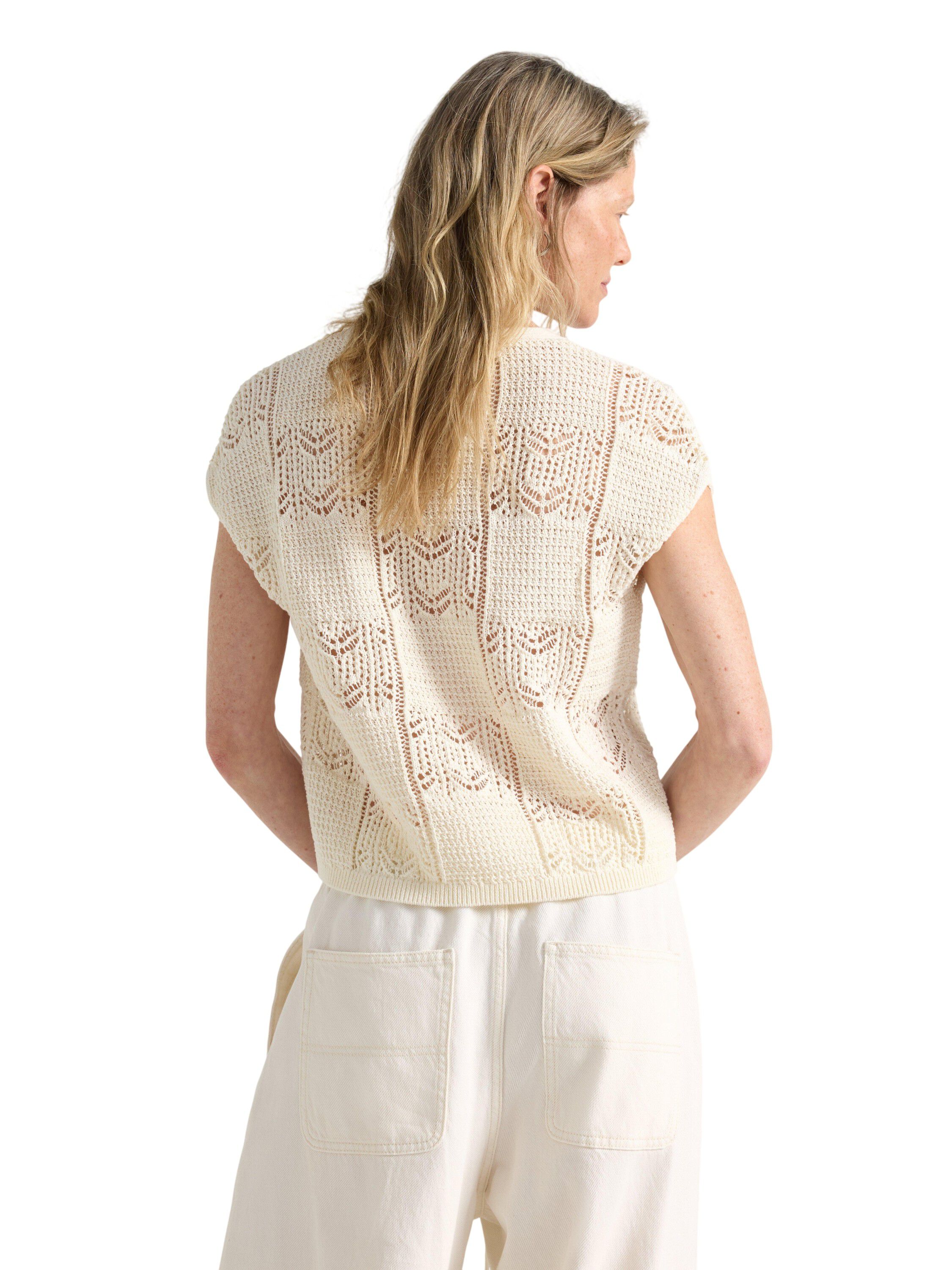 Pattern-knitted sleeveless cardigan