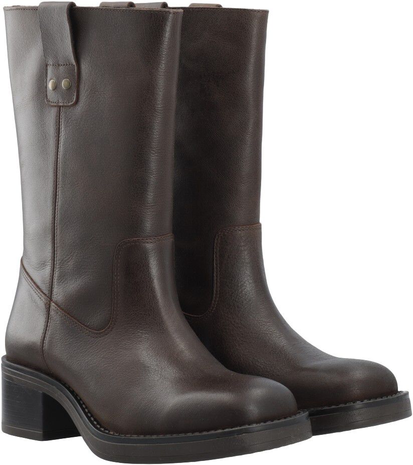 BIAMARY Mid Pull On Boot Pull Up Leather