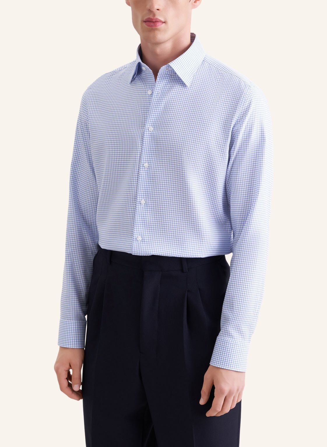 Business shirt Slim 1/1 Covered-Button-Down-Collar Check