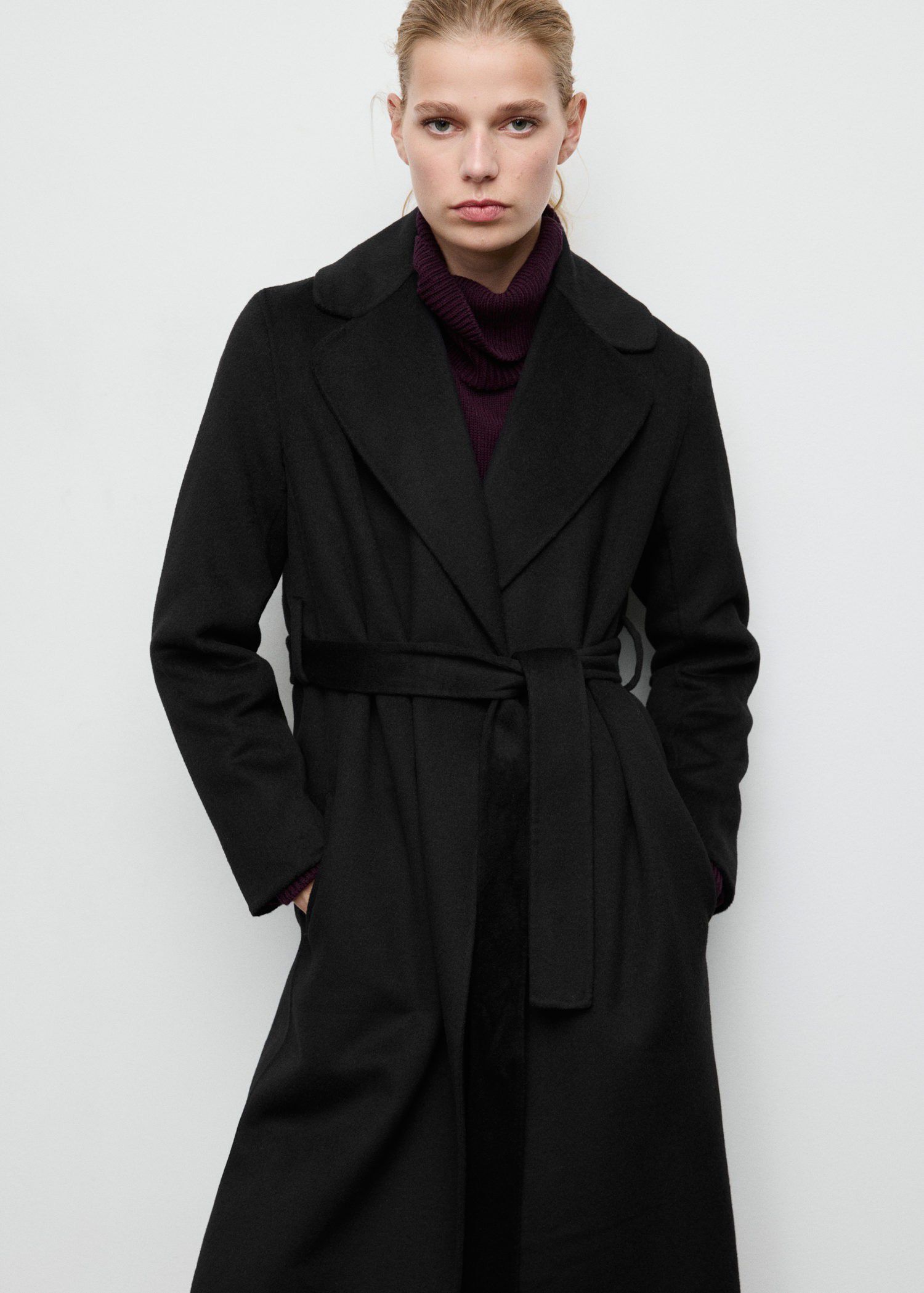Handmade wool coat with belt