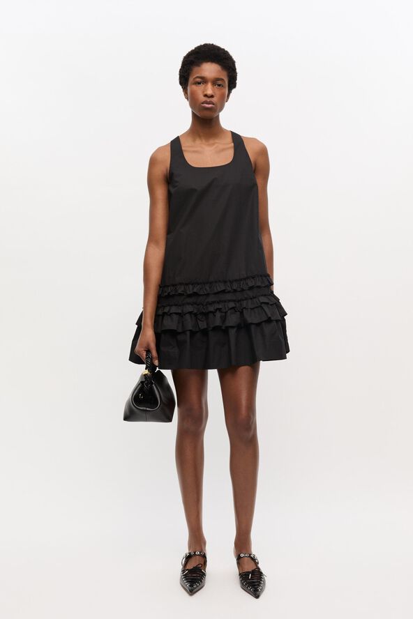 Cotton Poplin U-neck Mini Dress