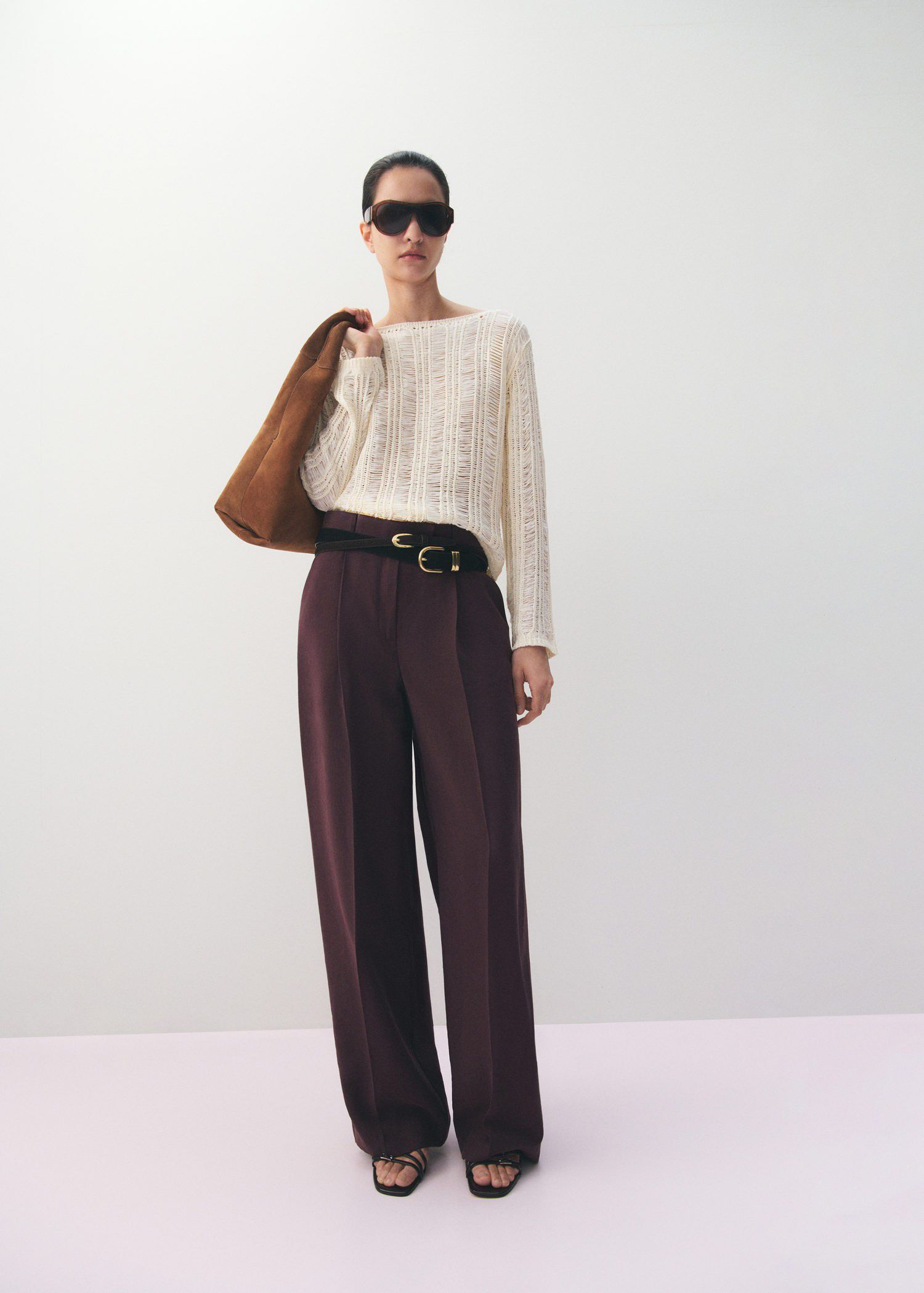 Low-rise lyocell trousers