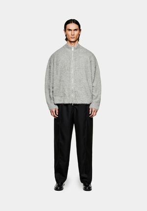 FAUX ALPACA KNIT TRACK JACKET