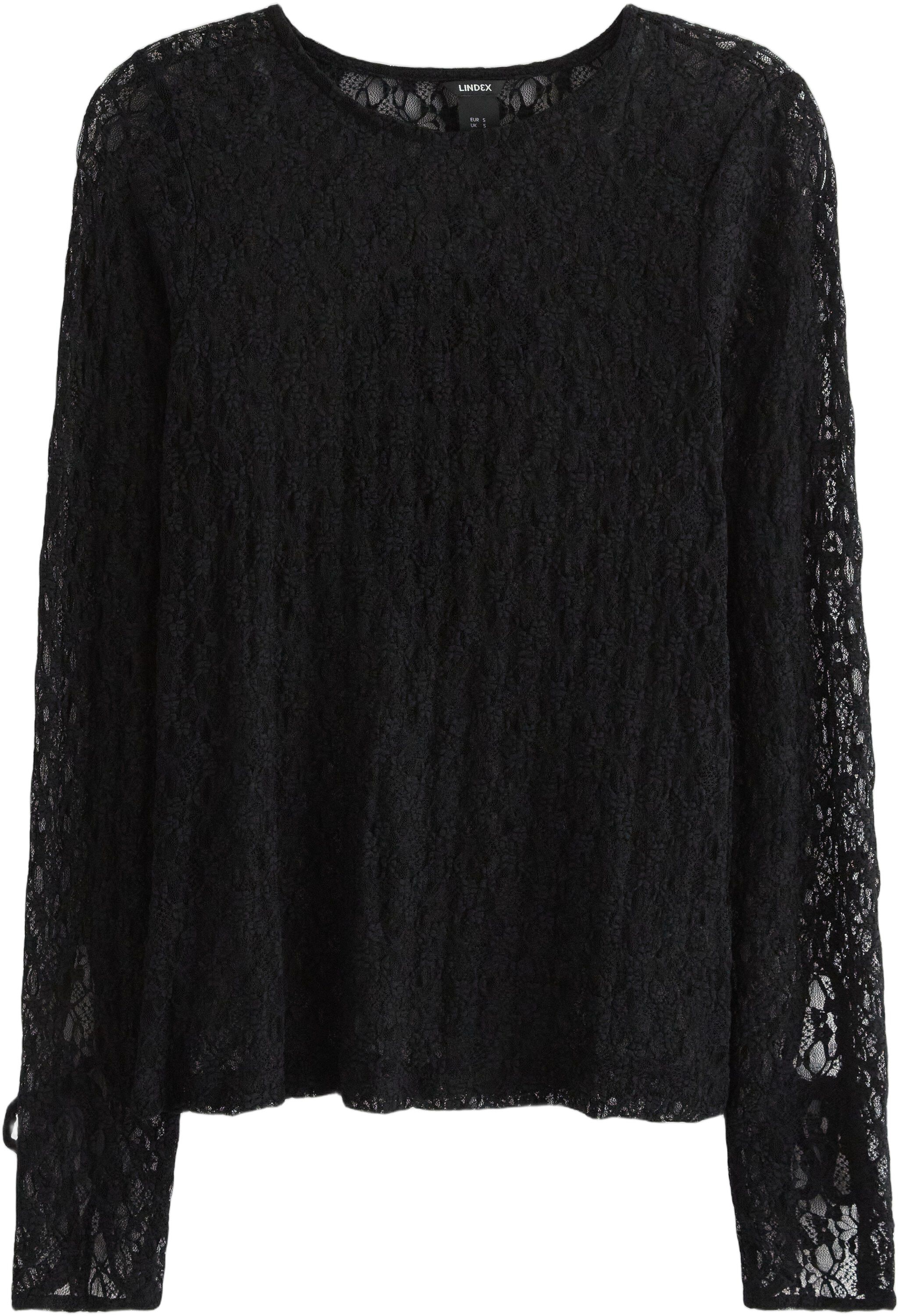 Long-sleeved lace top with tie band