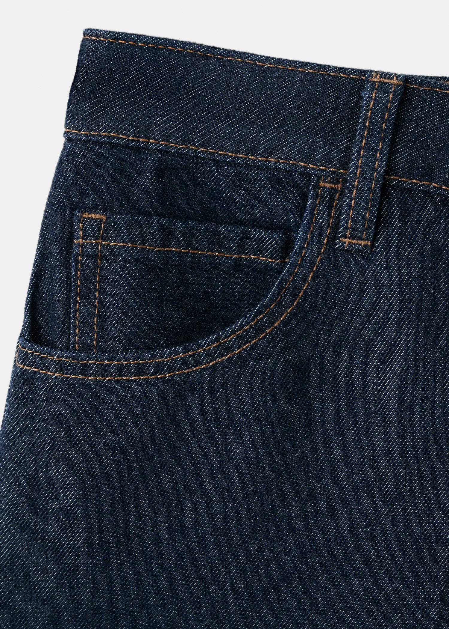 High-waist straight-fit denim short