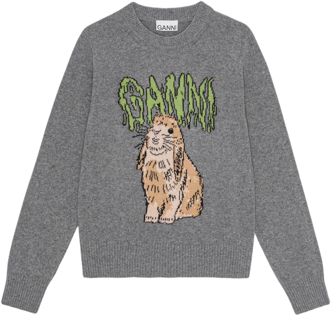 Graphic Wool Mix Bunny Crewneck