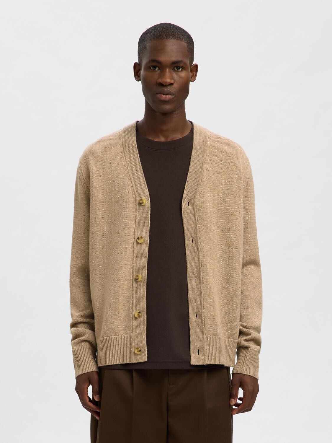 SLHTRAY LS MERINO CHUNKY V-NECK CAR