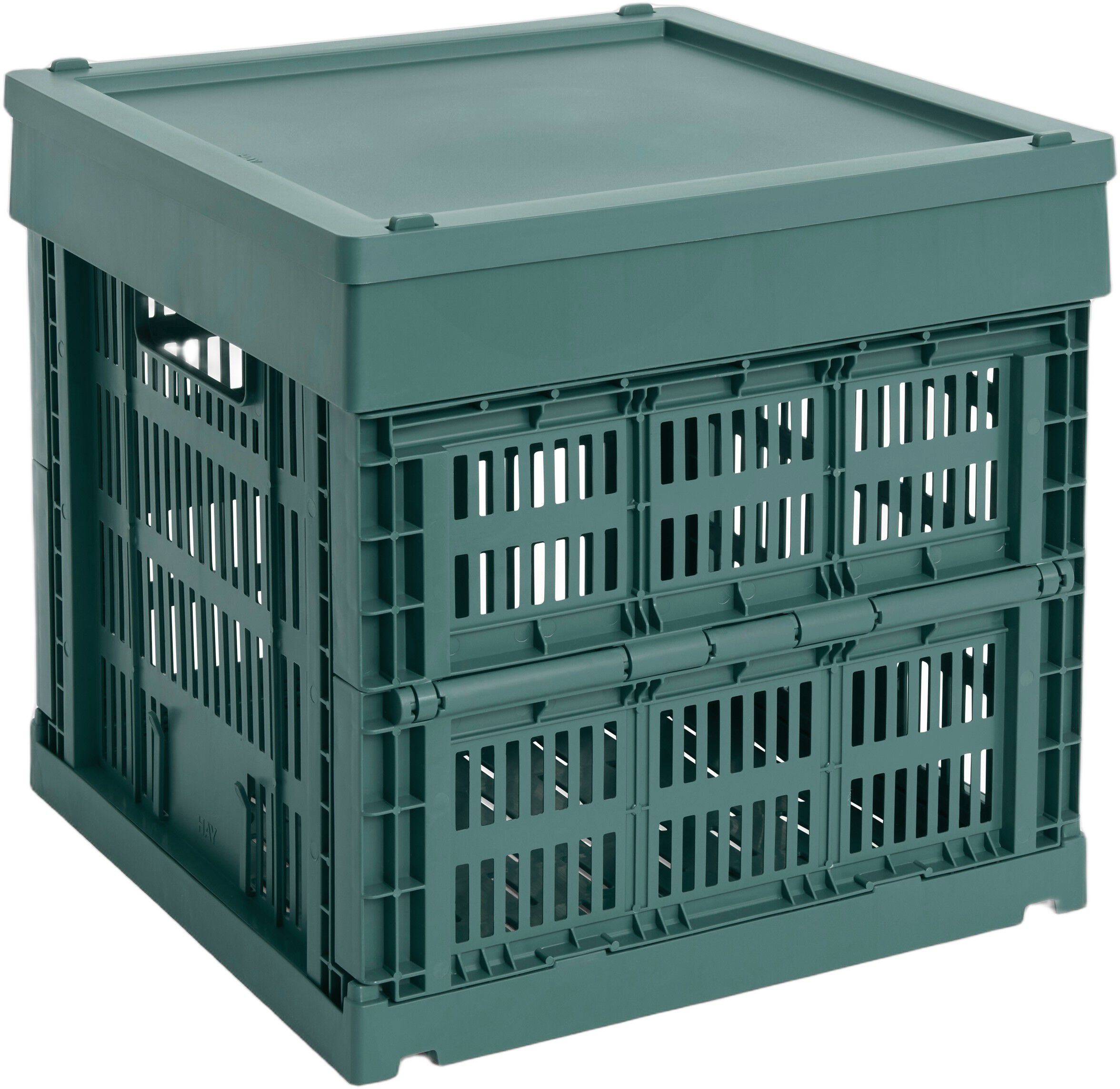 HAY Colour Crate Lid Plastic-Medium Square / Cube-Dark green