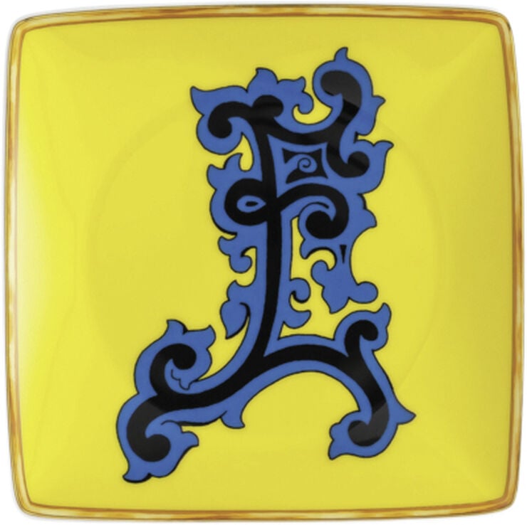 Bowl 12cm sq. flat, Holiday Alphabet E, Versace