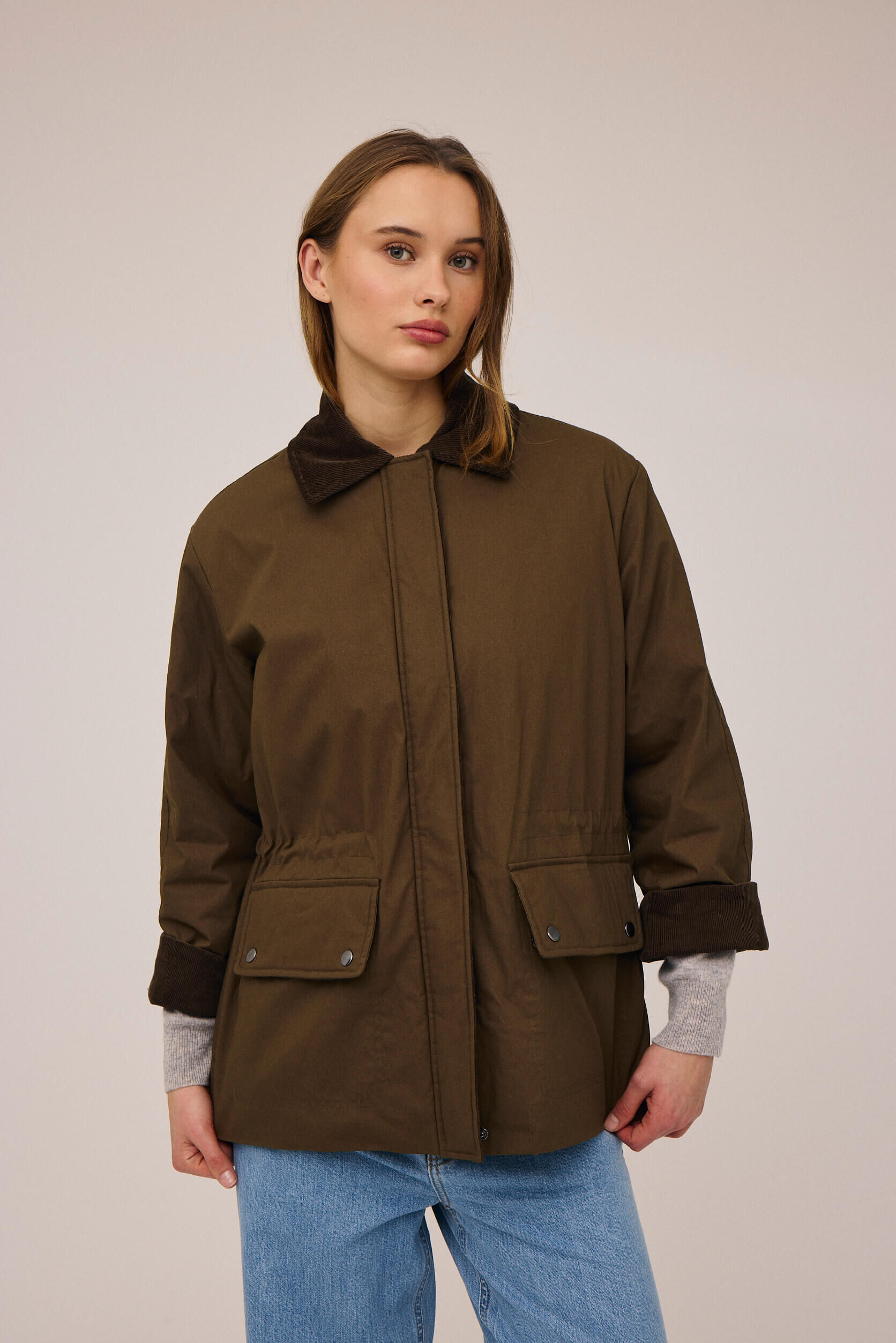 Emmy 2 coated jakke med fl&oslash;jlskanter - GRS