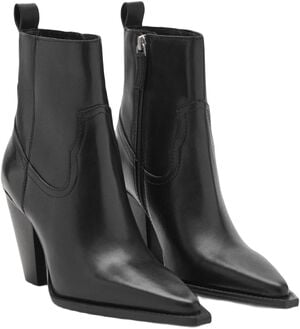 Leather ankle boots with block heel