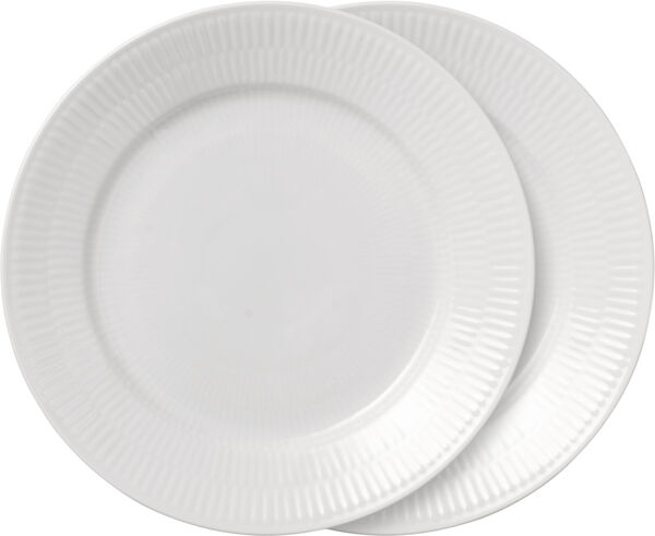 Hvid Riflet 2-pak tallerkner 22 cm