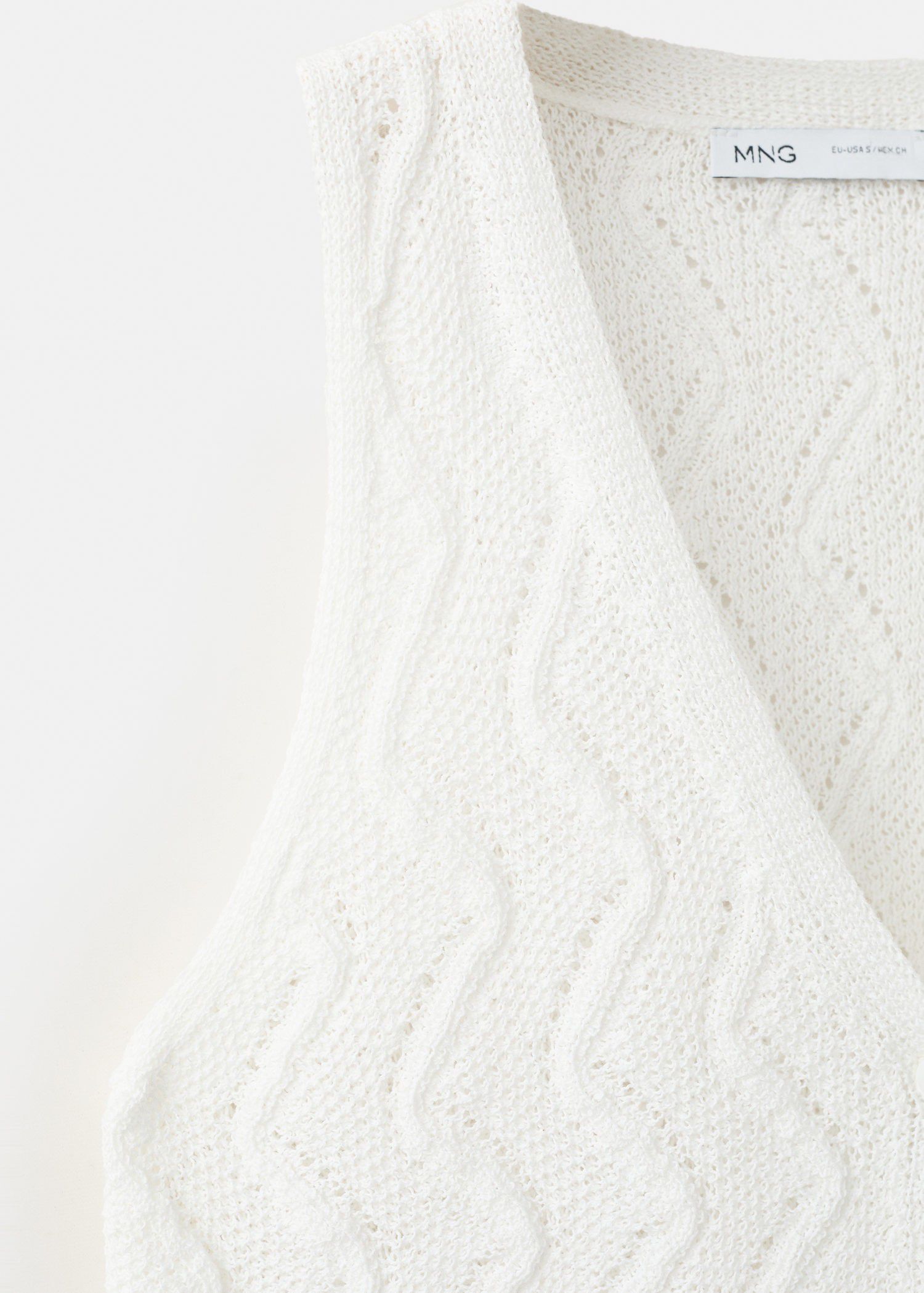 Openwork knit V-neck gilet