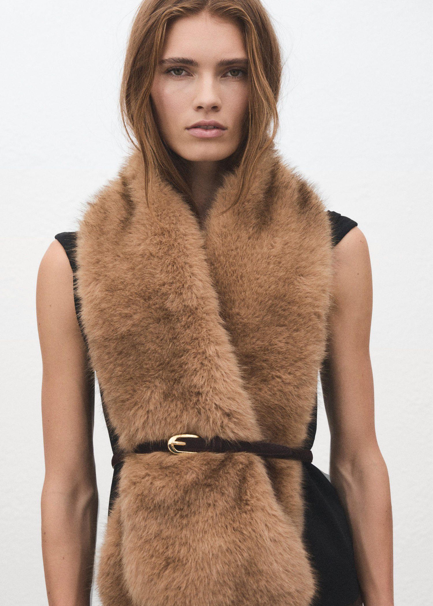 Thin suede leather belt