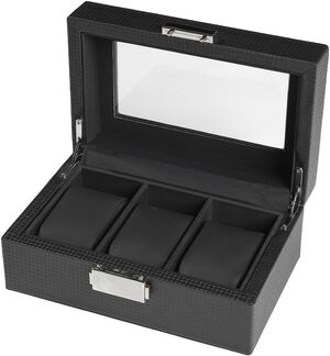 Ditur Watch Box 3 Watches Black Imitated carbon 0000229