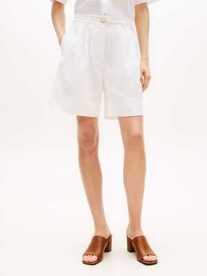 Linen Blend Wide Leg Shorts