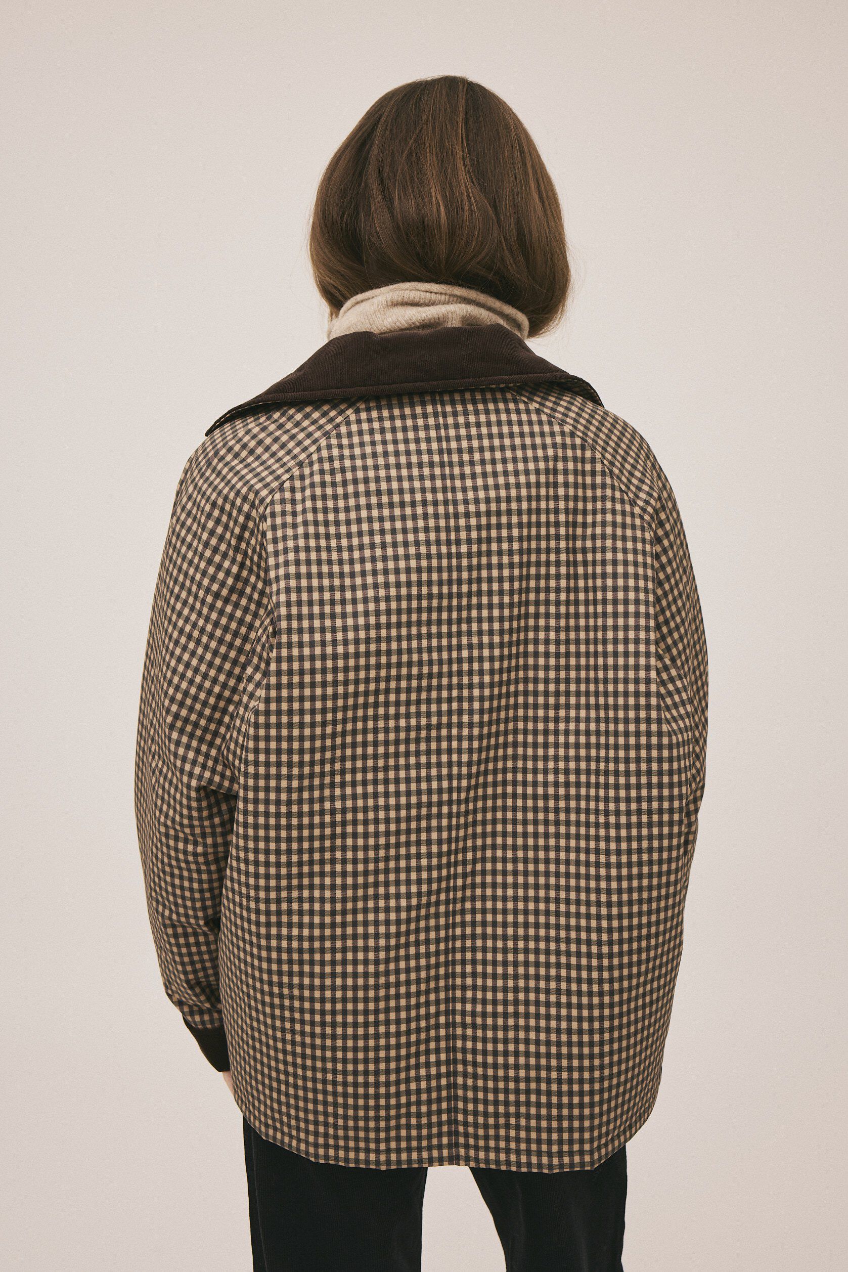 Emmy 4 Check kort jakke med fl&oslash;jl kanter - GRS