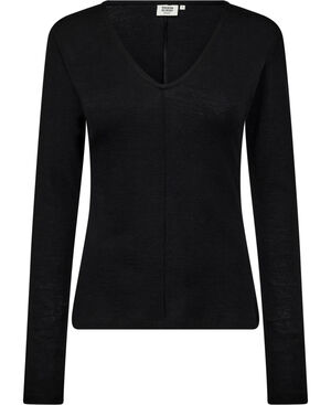 Cilla 16 V-halset bluse - 100% merino wool RWS