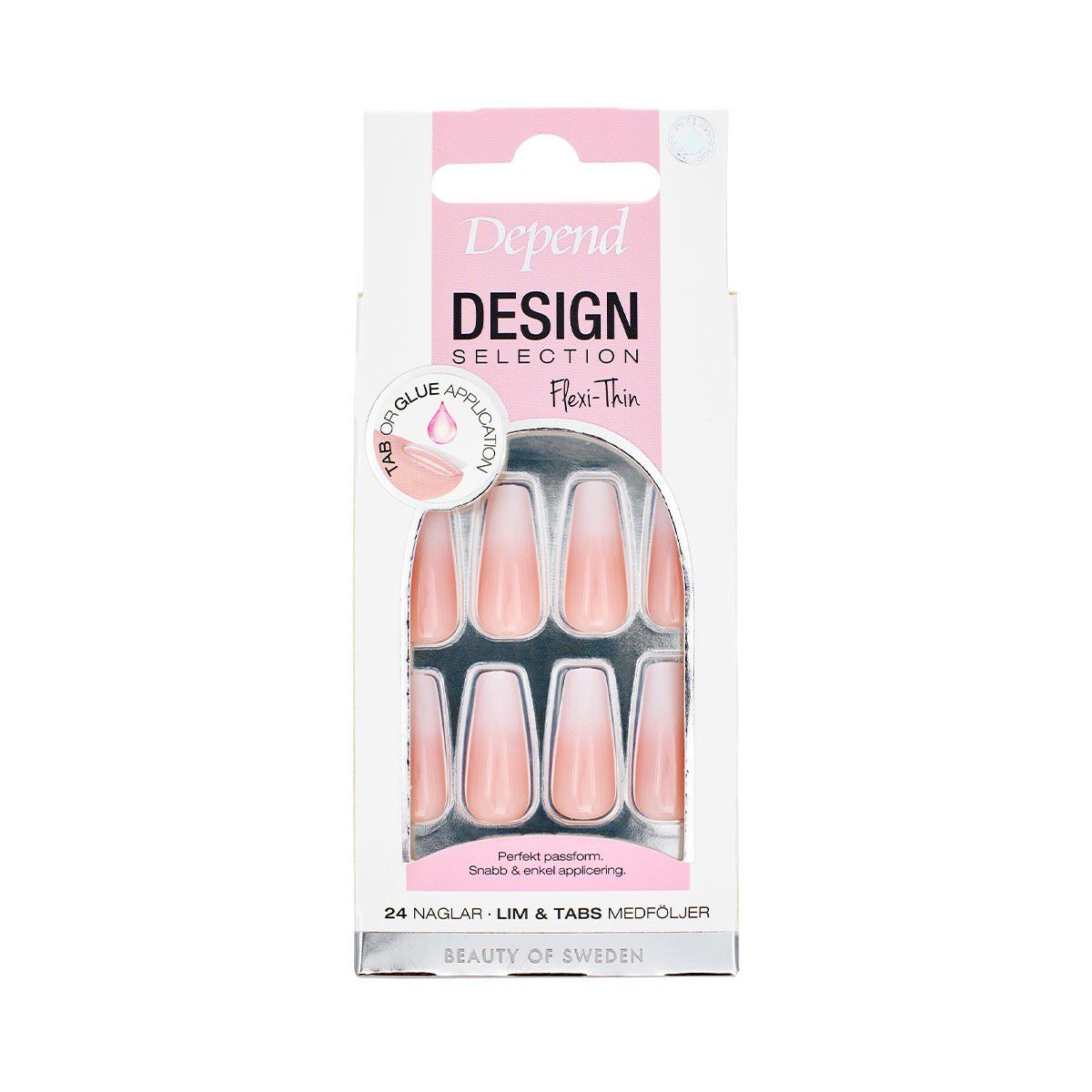 Depend kunstige negle Design Selection French Fade Coffin