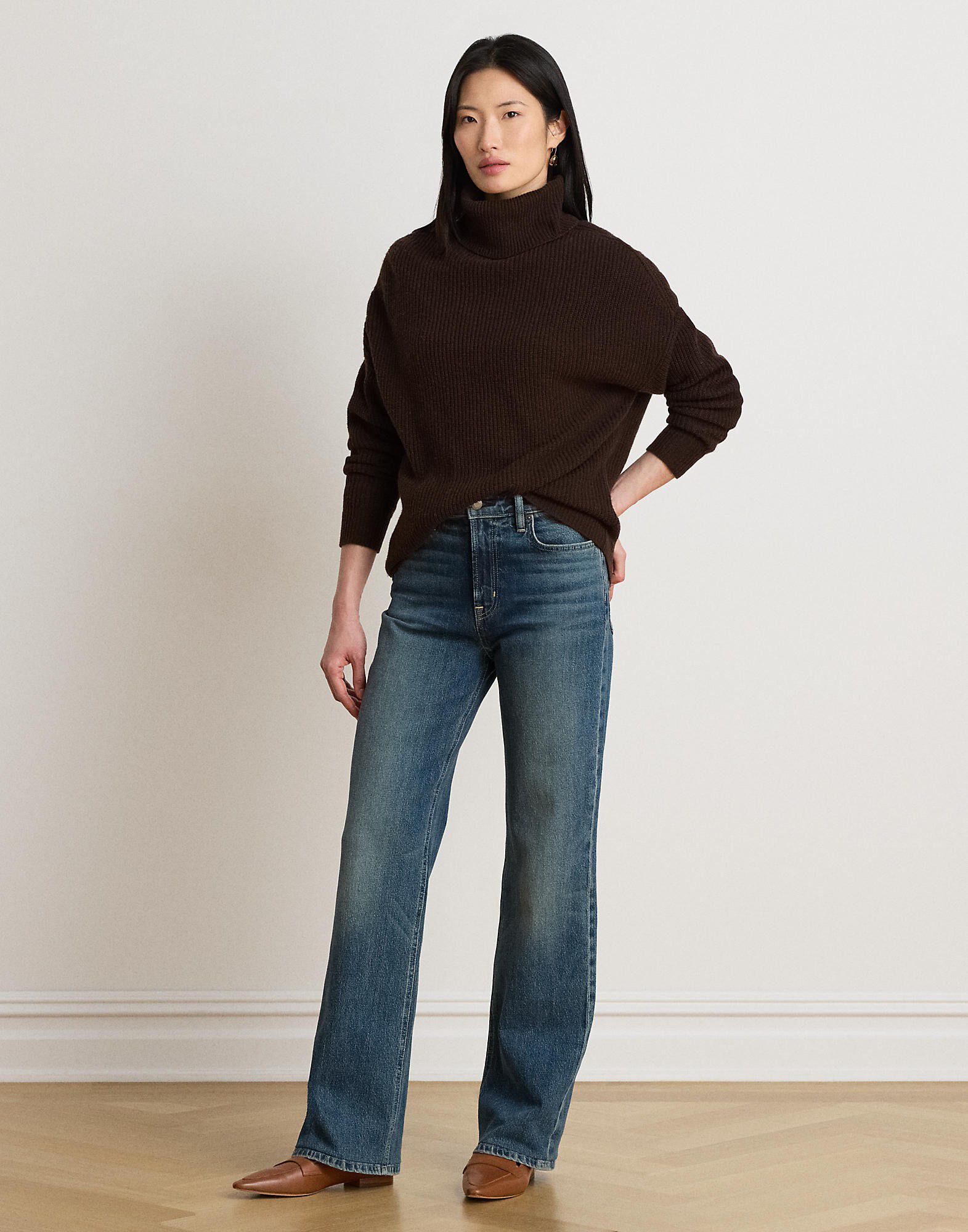 Ribbed Wool-Cashmere Turtleneck Sweater