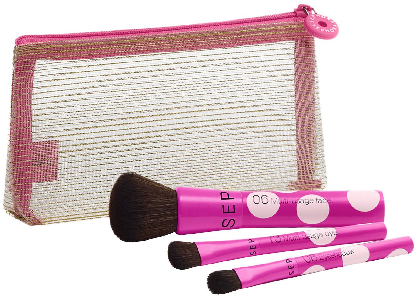 Kit de 3 mini pinceaux &agrave; emporter - 1 hudborste + 2 &ouml;gonborstar