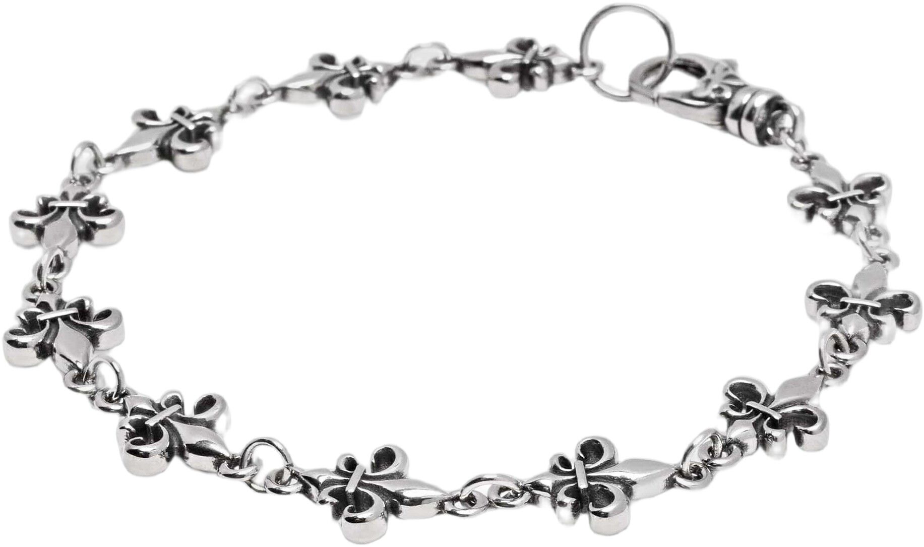 Men's Silver Fleur de Lis Linked Bracelet
