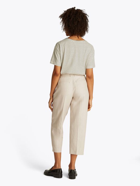 LINEN MIX PLEATED TAPERED PANTS