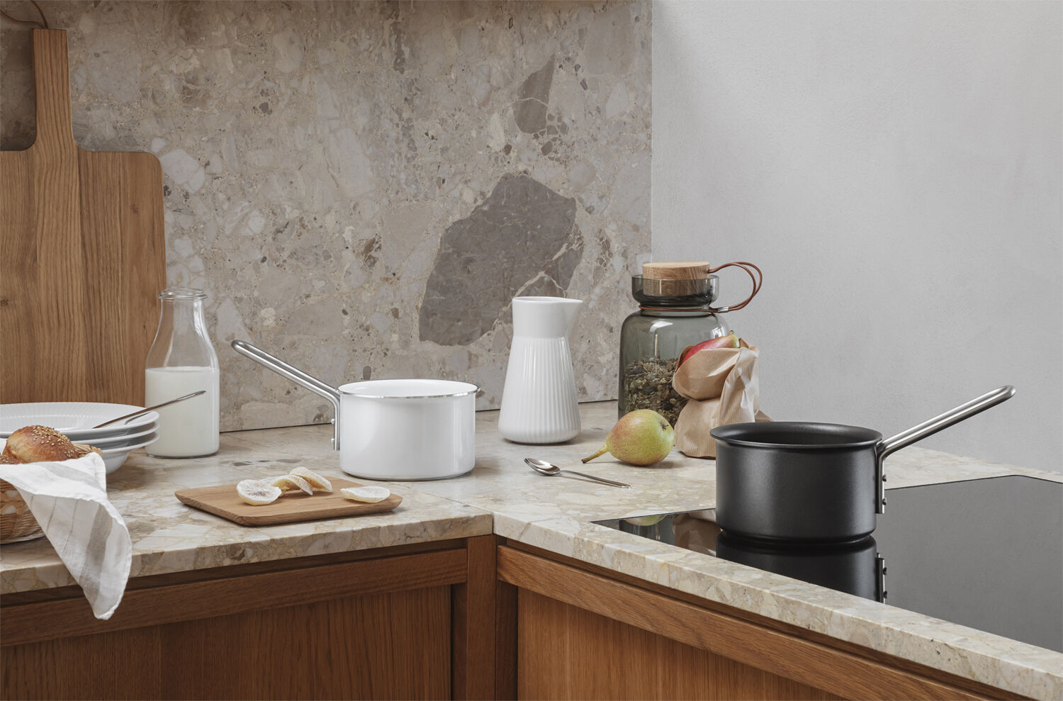 White Line Kasserolle 1,1 l 13 cm keramisk Slip-Let&reg; bel&aelig;gni