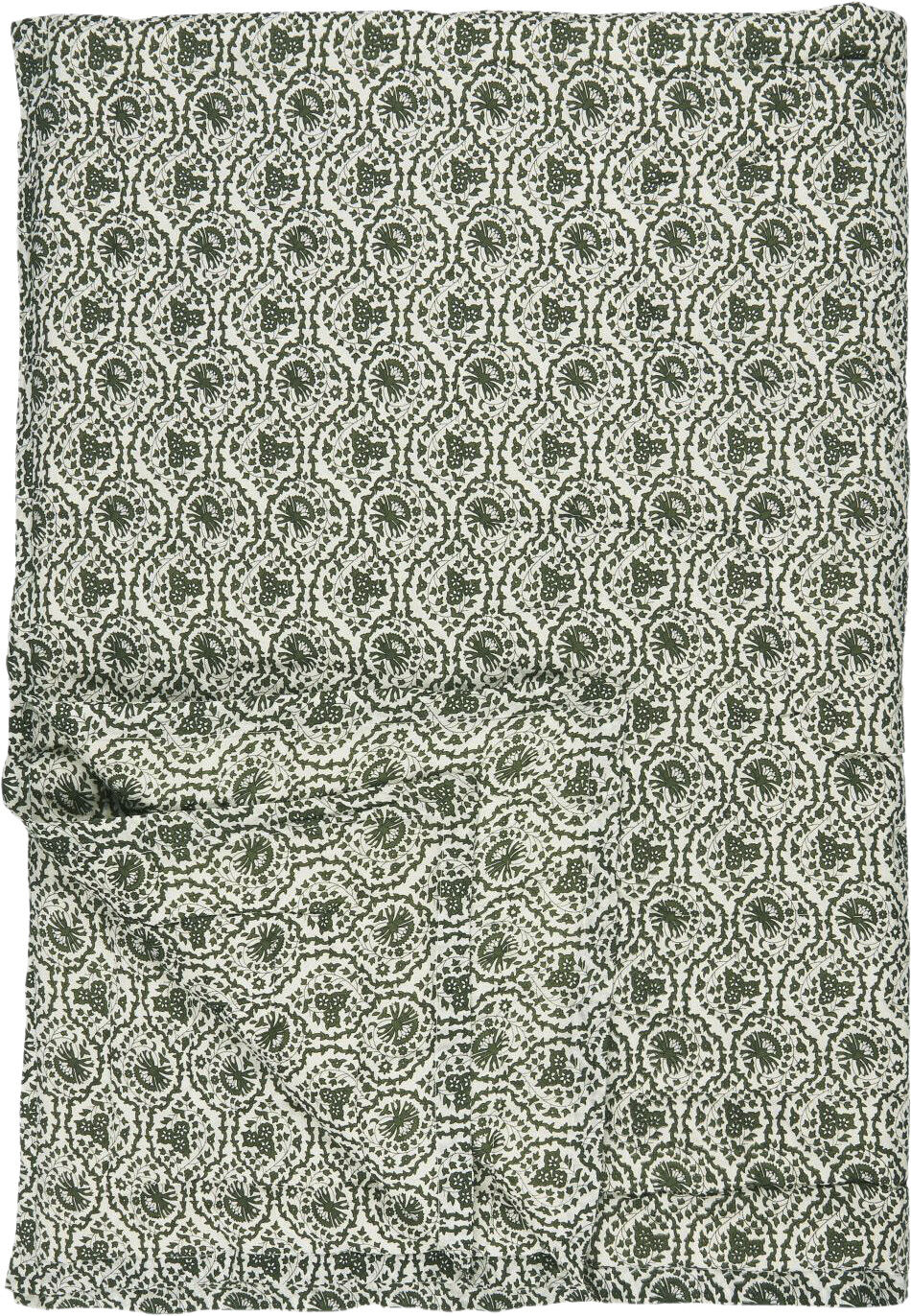 Quilt Ane hvid m/myrtle green m&oslash;nster