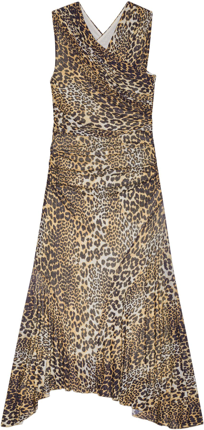 Printed Marl Mesh Long Ruched Cross