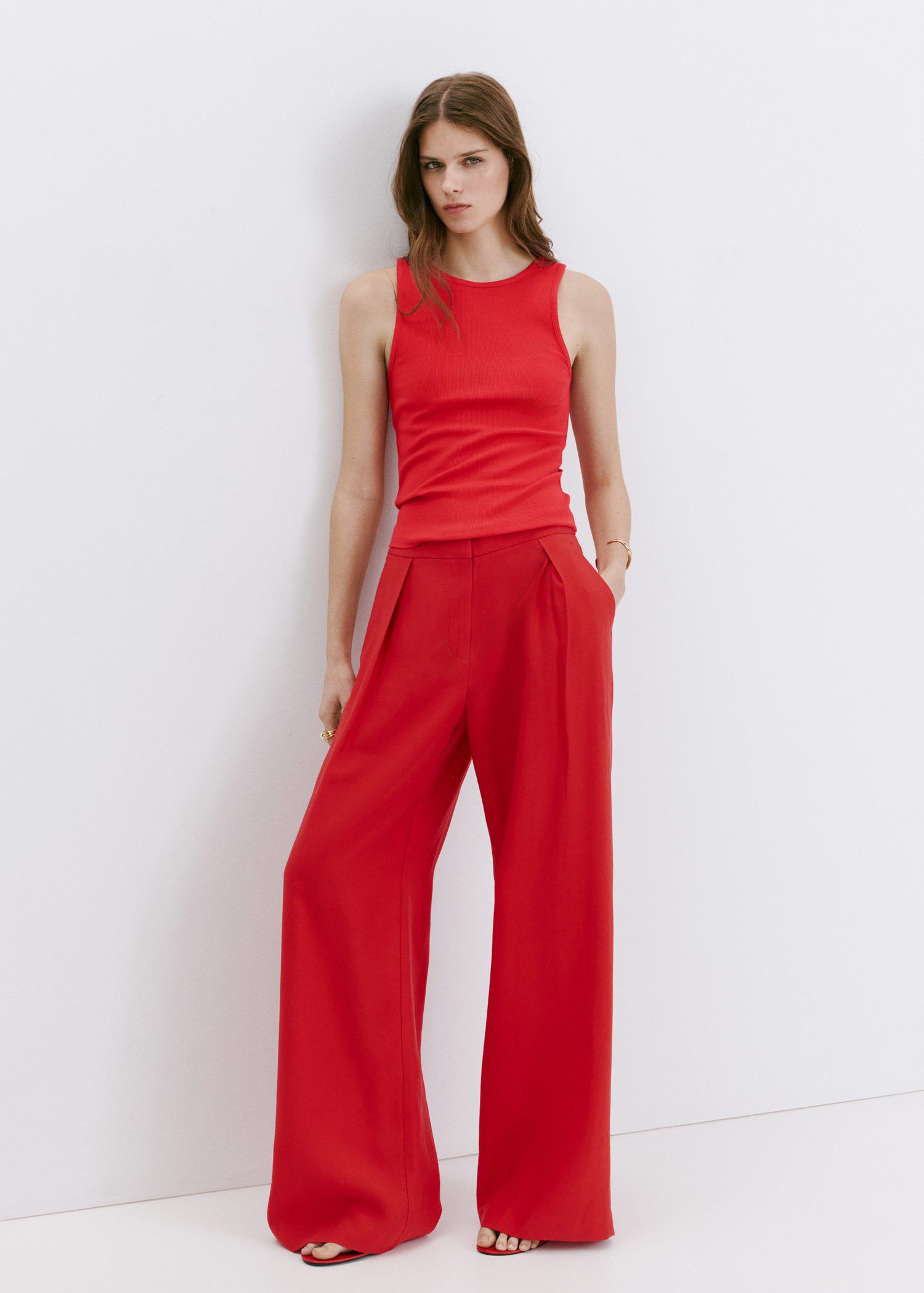 Ribbed cotton-blend top