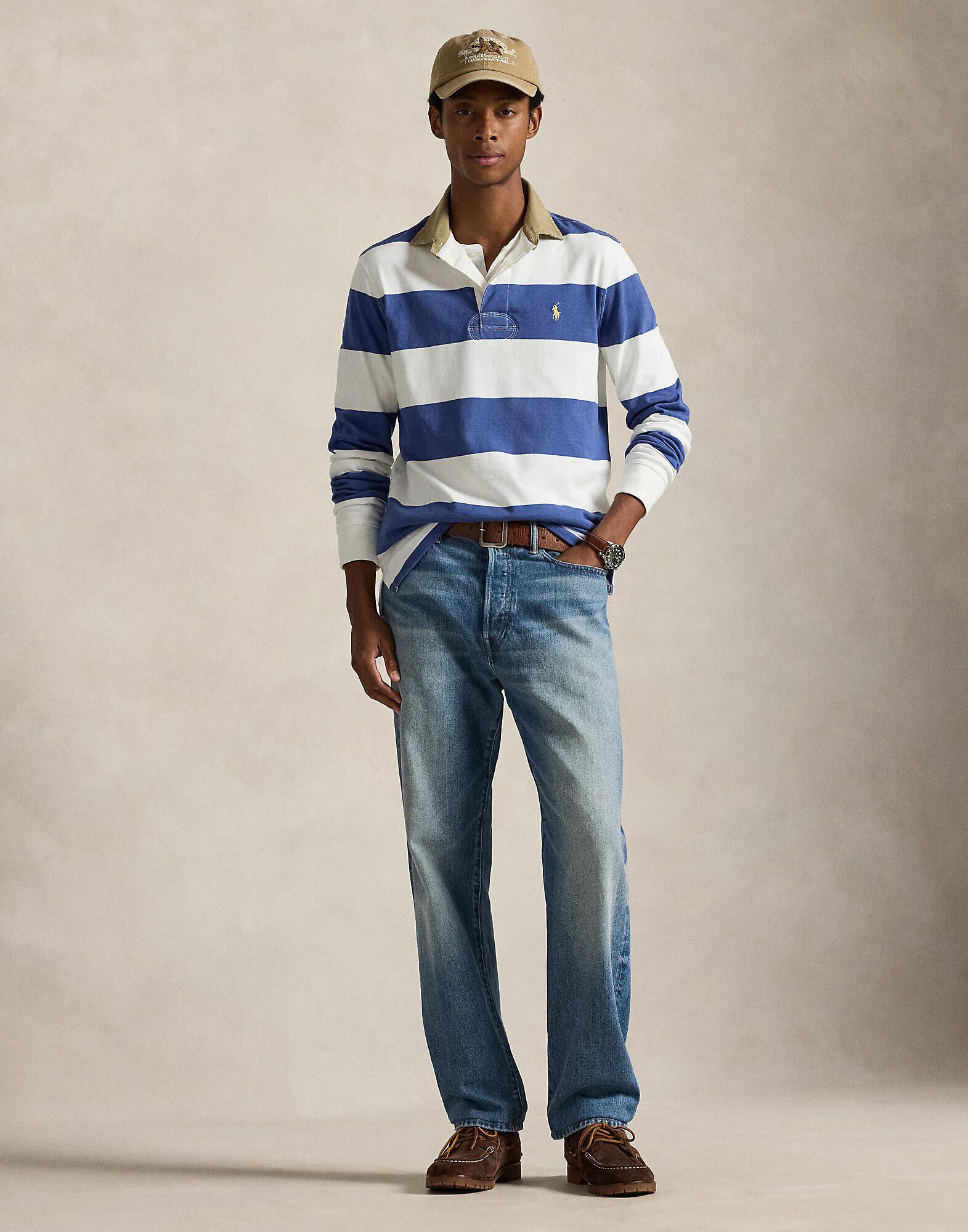 Classic Fit Khaki-Collar Rugby Shirt