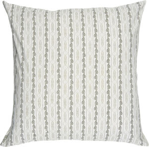 Pude hvid m/beige/grønt mønster