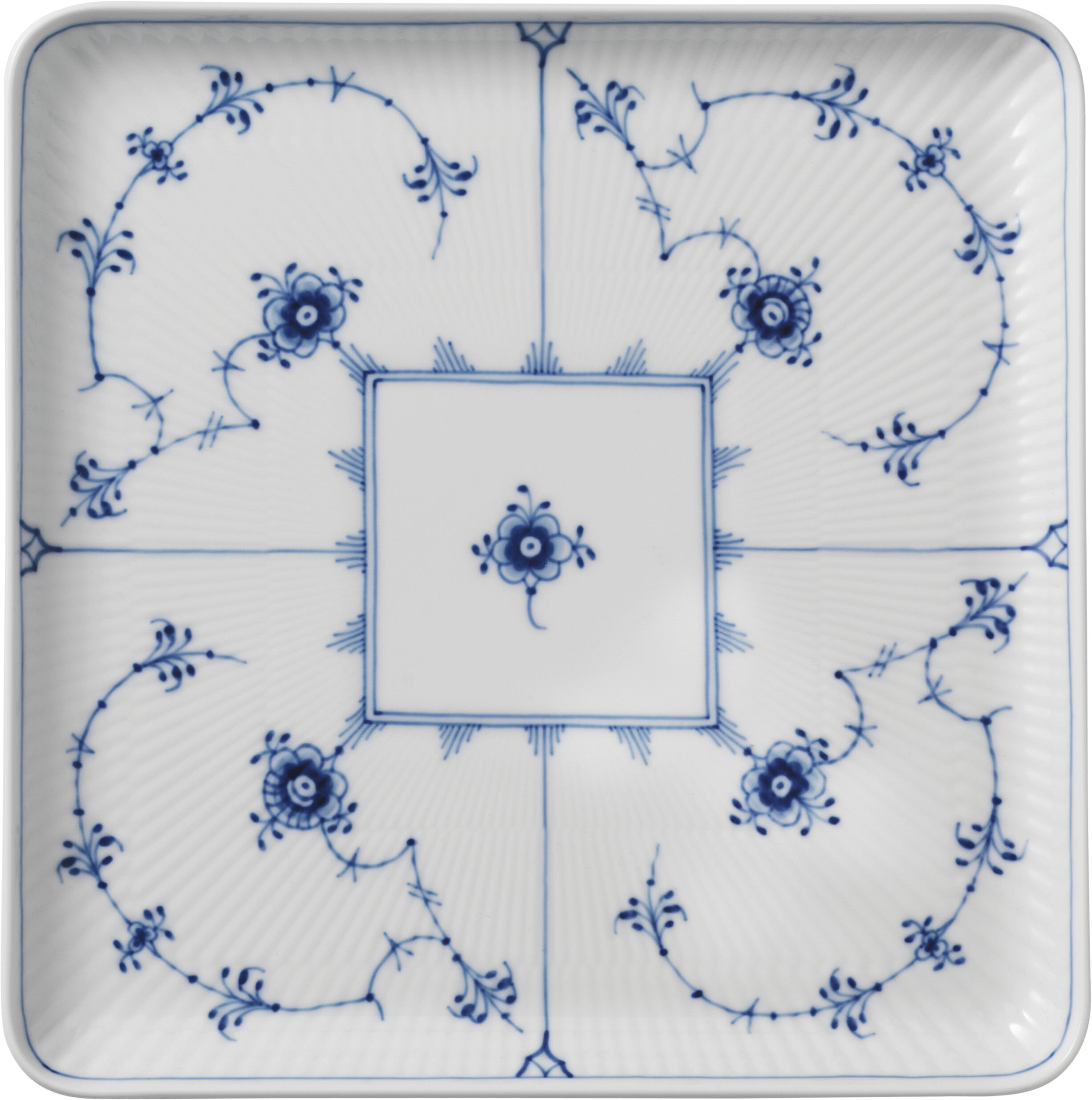 Blue Fluted Plain 20x20 cm tallrik kvadratiskt